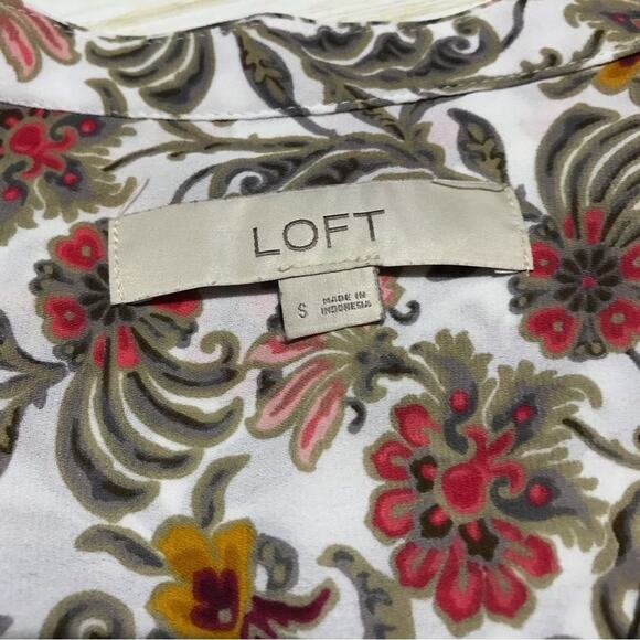 Loft Womens Polyester Floral Top Blouse Long Sleeve Office‎ Business Size Small - Picture 3 of 3